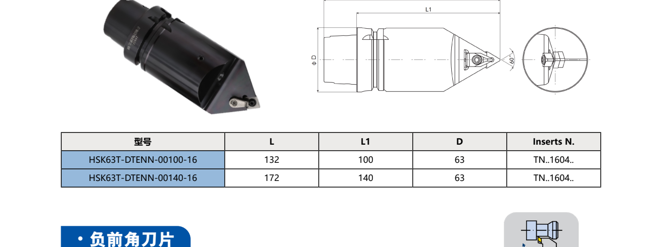 HSK-T Turning Tool Holder DTENN (Negative) HSK-T Turning Tool Holder DTENN (Negative) - HSK63T-DTENN-00100-16 | NBD Machinery