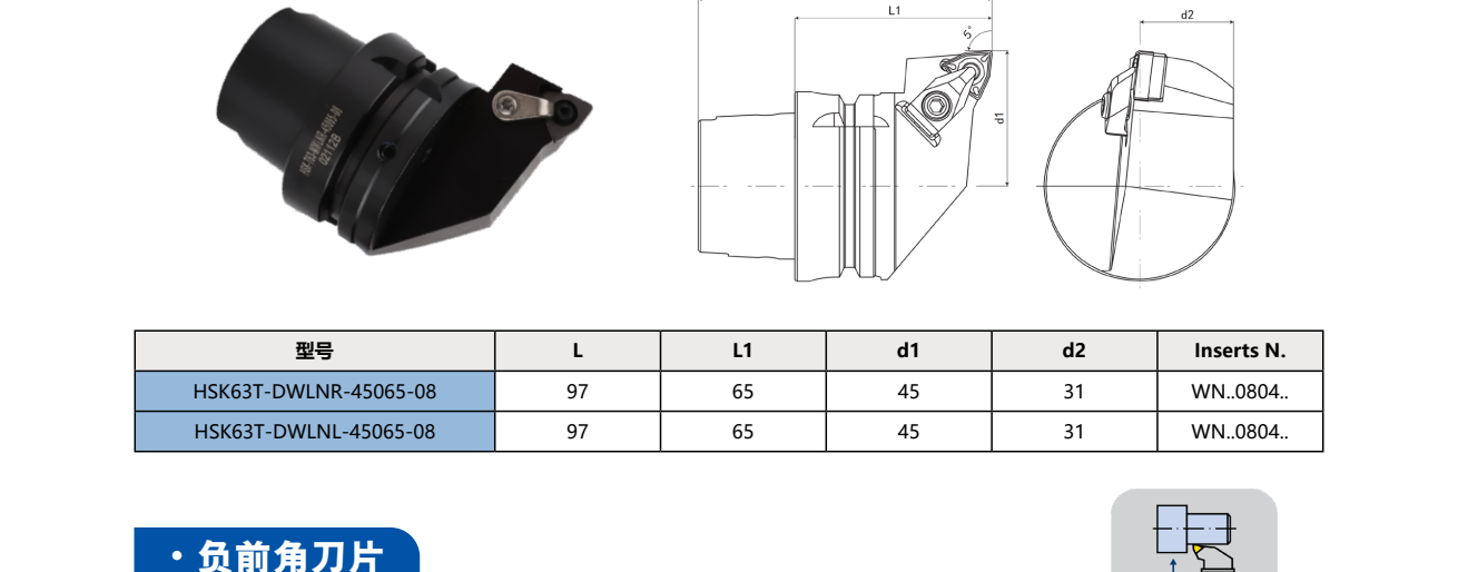 HSK-T Turning Tool Holder DWLNR | DWLNL (Negative, WNMG)