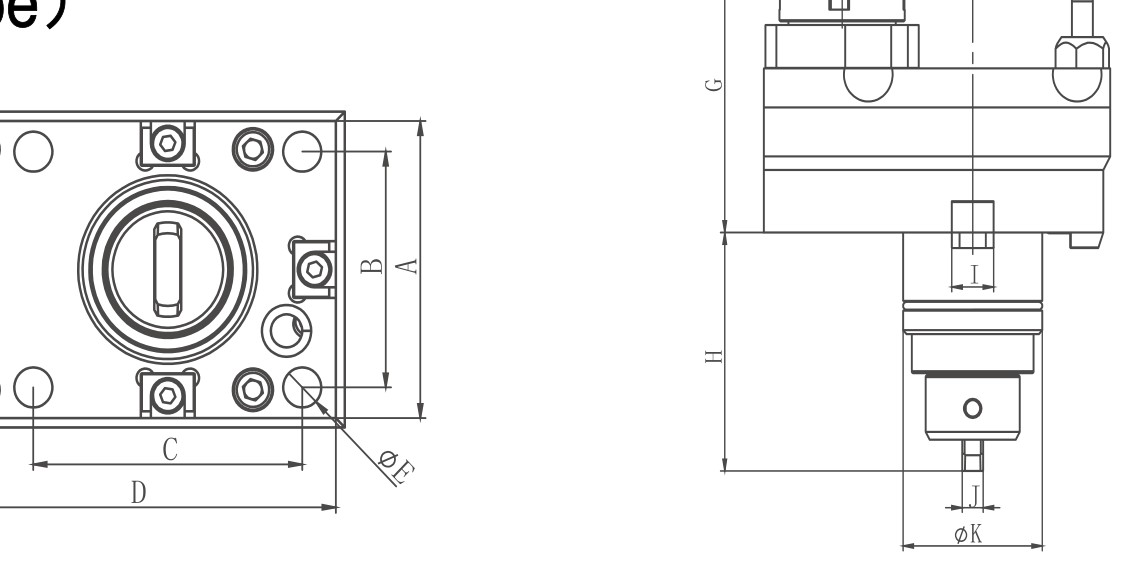 BMT 0° Driven Tool Holder (Speed-increasing) — BMT系列0度动力刀座(增速型) dimension drawing
