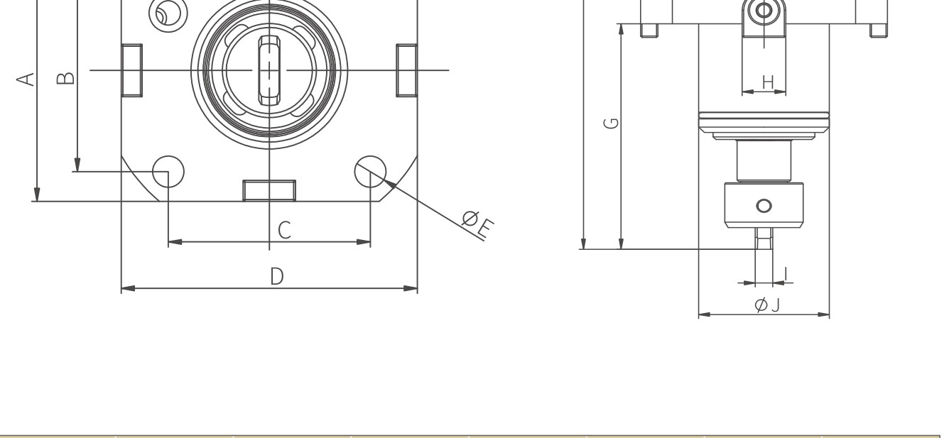 BMT 0° Driven Tool Holder (Through-coolant) — BMT系列0度动力刀座(中心出水型) dimension drawing