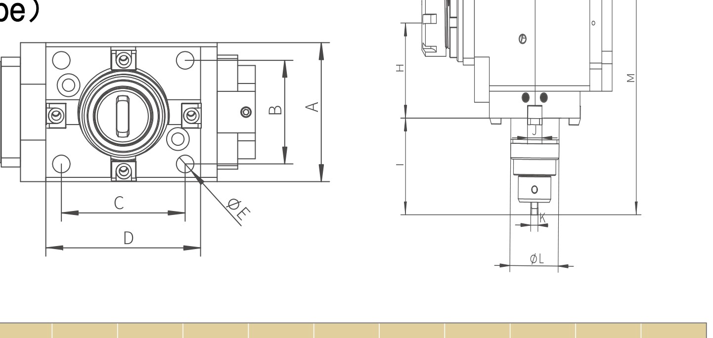 BMT 90° Driven Tool Holder (Through-coolant) — BMT系列90度动力刀座(中心出水型) dimension drawing