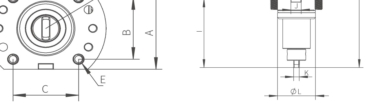 BMT 90° Driven Tool Holder (Whirl Milling) — BMT系列90度动力刀座(旋风铣型) dimension drawing